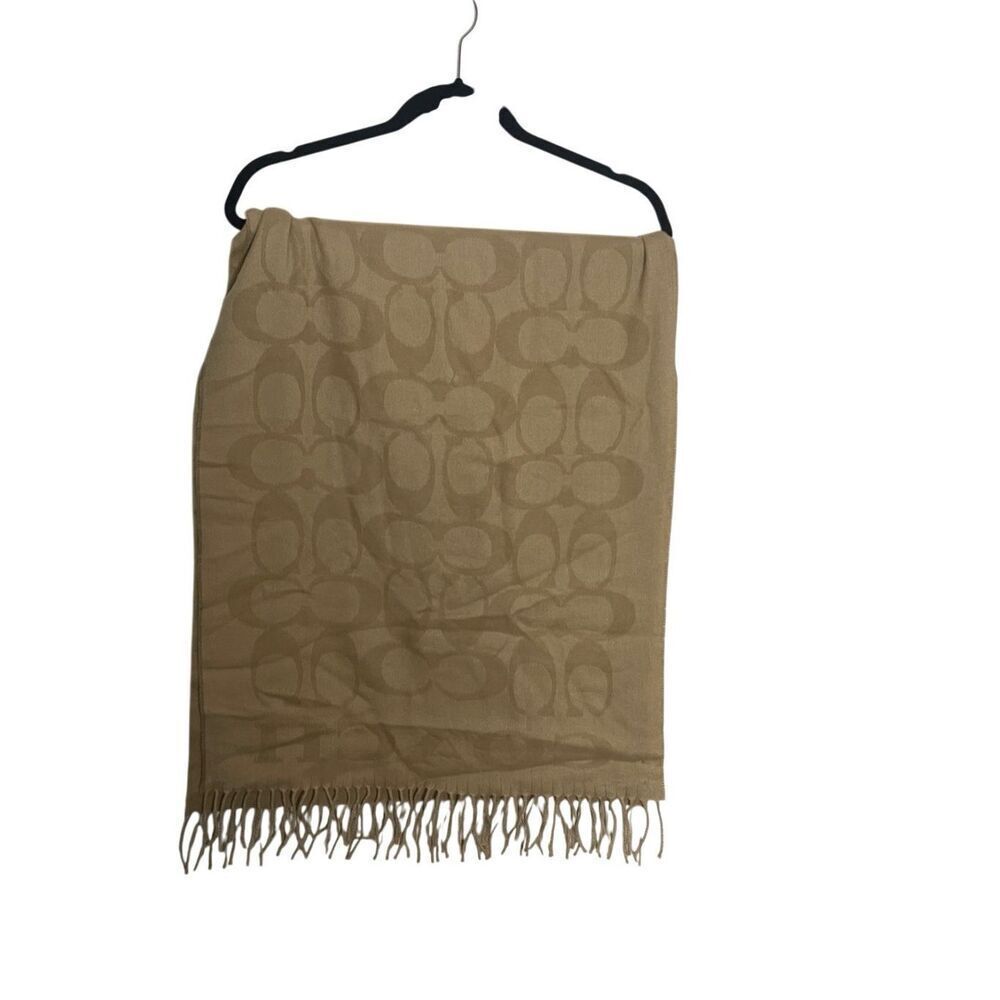 Coach Reversible Monogrammed Scarf Neutral Oversized